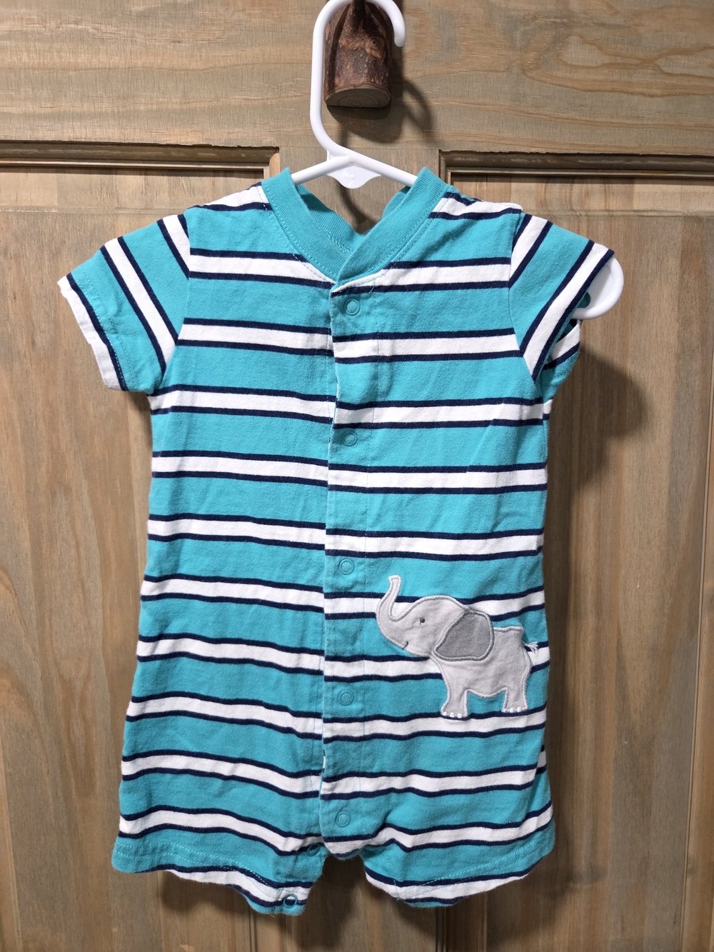 **BUNDLE & SAVE** Carter's Turquoise Striped Elephant Short-Sleeve Romper